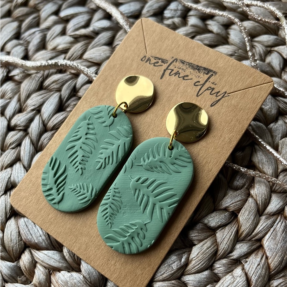 Textured Leaf Dangle Earrings